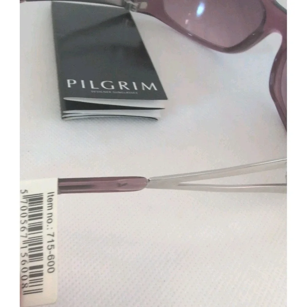 Pilgrim Vintage Sporty Rectangle Sunglasses Purple Clear Frame Cyber Y2K - New